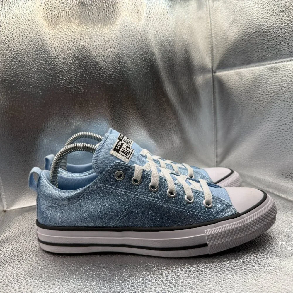 Size 6 Converse Chuck Taylor All Star Madison Glitter Blue Kids Sneakers A13157C